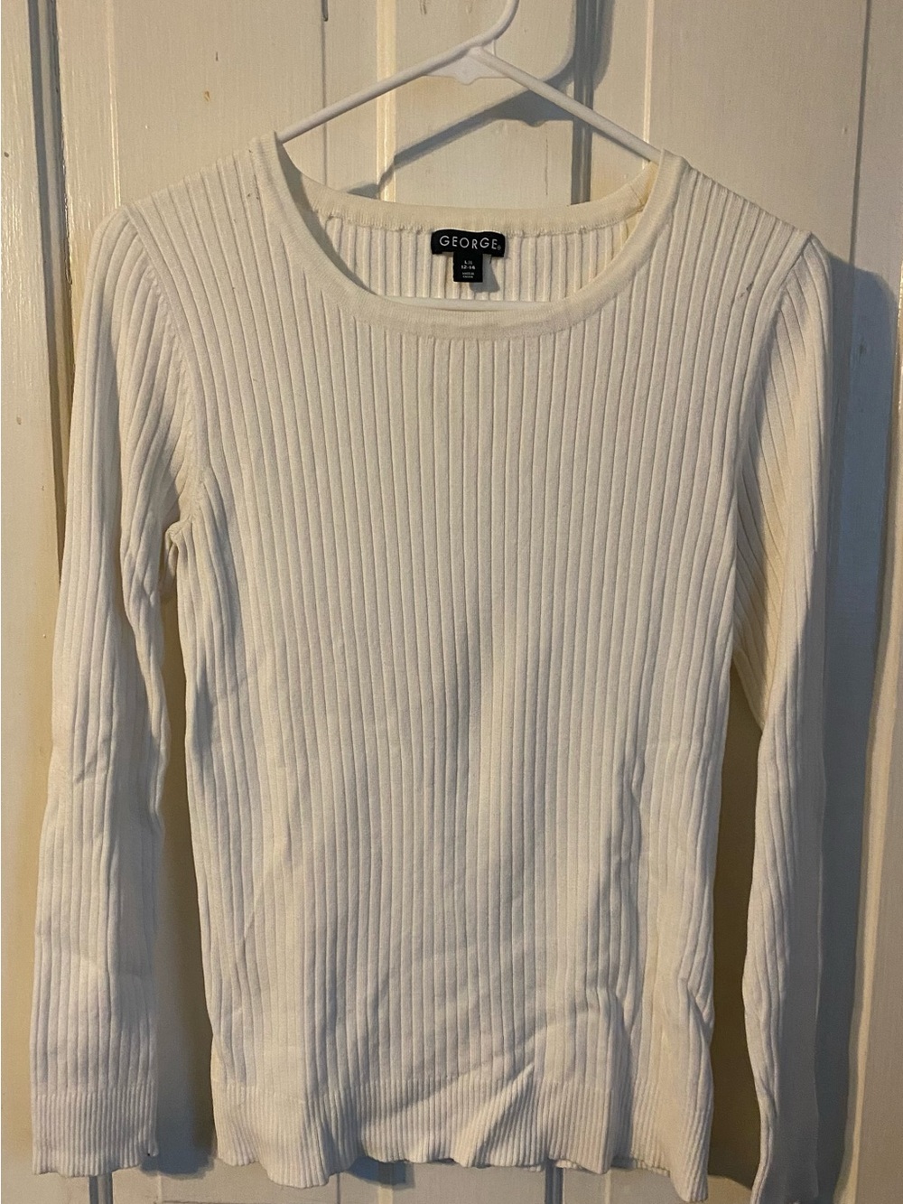 George Women's Ribbed Long Sleeve Top - Cream White